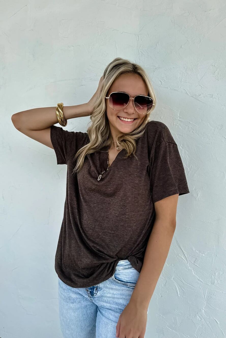 Blakeley Brown "Sadie" Super Soft Slouchy Boyfriend Tee, Short Sleeve Shirt